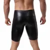 Pantalones cortos para hombre Moda Sólido Negro Cuero sintético Hombres Sexy