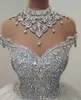 Sparkle Crystal Vestidos Novia 2024 Wedding Dress High Neck Luxury Bridal Gowns Backless Beaded Princess robe de mariee