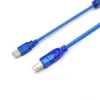 Type een man om te typen B Mannelijke Hoge snelheid Transparante Blauwe USB 2.0 printerkabel voor printer 1,5 m 3m 5m 10m