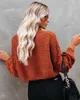 Fitshinling Bohemian Sweaters For Women Fashion Lantern Sleeve Vintage Pullovers Knitwear Holiday Slim Jumper Sweater Female 210914