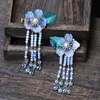 Haarclips Barrettes inkt blauw Tassel Hairspin Xianqi Girl Hanfu Traditionele hoofdtooi handgemaakt