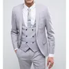 Trajes de hombre Blazers dos botones Beige muesca solapa novio esmoquin/traje de boda novio (chaqueta + pantalones + corbata + chaleco) traje Homme