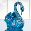 H&D Elegant Blue Swan Trinket Keepsake Box Ornament Crystals Hinged Figurine Collectible Bejeweled Ring Holder Wedding Favors 210811