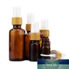 Lagringsflaskor burkar 5ml10ml15ml Kosmetisk Amber Glas Ton Bambu Sprayer Containrar Brun Essential Oljedim Flaskor Parfym Atomiz