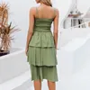 BeAvant Spaghetti Strap verano Midi vestido de mujer de cintura alta Twist Boho Vestidos Sundress mujer vacaciones vestido Casual Vestidos 210709