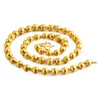 8 мм тяжелые мужские твердые бусины цепи 24K позолоченные ожерелья из бисера NJGN089 мода свадебный подарок мужчины желтые золотые тарелки цепи ожерелье