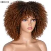 Cabelo curto Kinky Curly Afro perucas com franja para mulheres 10 perucas resistentes a calor de Cosplay Africano Sintético Hihoo