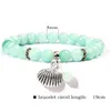 Perlenstränge Muschelarmbänder Damenschmuck Natur 8 mm Kunsite Chalcedon Stein Armband Bohemian Fashion Perlen Charm Pulseras Herren Mala F