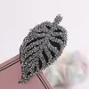 Arrival Full Crystal Leaf Hairpin Women Fashion Hairwear Jewelry Shiny Rhinestone Leaves Hair Clip Retro Black Barrettes Clips