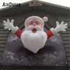 Giant Uppblåsbara Santa Claus Lighting Climbing Wall Mall Entré Santas för juldekoration