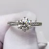 Crown Design High Quality Moissanite Ring 0.5-1CT S925 Sterling Silver Platinum Plated Women Fixed Size Not Adjustable Rings