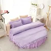 Conjuntos de cama Casa Bedskirt Round + Duveta Capa Fronha 100% Cama de Algodão Conjunto com Ruffles 4 Pcs / Set Princess Bedclothes 220 * 220cm