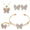 Crystal Butterfly Pendant Jewelry Sets Bridal Wedding Necklace Ear Stud Set For Women Charm Fashion Accessories