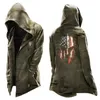 Heren Trench Coats 2022 Men Fashion Cloak Casual Hooded Drawtring Christmas Sweater 3D Digital Printing Halloween Wind Breakher Viol22