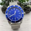 Super and Ocean Series Date Mens Watches 47MM Large Black Dial Calibre 20 Automatic Index Watch Stainless Steel Mesh Bracelet Wristwatches