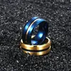 Anelli a grappolo Acciaio inossidabile per uomo Gold Blue Groove Mens Wedding Band Ring Matte Fashion Gioielli maschili Regali Drop 8mm LKRM46