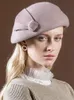 Berets FS 2022 Wool Filta Women Hoeden Purple Pillbox Fascinator Hat Wedding Bridal Beret Ladies Party Winter Cap Sombrero