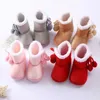 Toddler Baby Solid Color Plus Velvet Cotton Shoes Newborn Double Pompom Soft Sole Snow Boots Infant First Walker for Girls Boys G1023