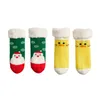 Calcetines térmicos gruesos con dibujos animados de lana para bebé de otoño e invierno, calcetines antideslizantes para habitación de Navidad para niños, calcetines de anime flamingo 211204
