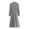 Vintage Plaid Long Shirt Dress Women Bow Tie Sleeve Casual es A Line Turn Down Collar Office Vestidos 210515