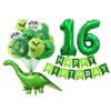 Dinosaure Latex Ballons Vert Joyeux Anniversaire Bannières Nombre Boules Période Jurassique Thème Enfants Garçon Fête Décoration 220225