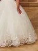 Robe de bal fantaisie à fleurs pour filles, sans manches, en Organza, avec des appliques florales et des perles