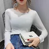 Яркая пряжа Корейский стиль повседневный с длинным рукавом O-образным вырезом блузка женщины свободные пуловер осенние рубашки blusas mujer de moda 11564 210508