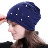 Шапочка/кепки черепа Geebro Женская шляпа Beanie 2022 Fashion Pearl Attone Cap Slouchy Skullies Beanies для женской леди Plain Balaclava Bonne