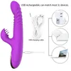 [USCA Warehouse] Thruting Rabbit Vibrator G Spot Anal Vibrerande Dildo för Kvinnor Automatisk Teleskopisk Uppvärmning Kvinna Roterande Massage Stick Masturbation Device