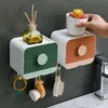 Creativity Drain Soap Dish Waterproof Toilet Storage Box Double Layer Wall Mounted Household Bathroom Accessories 210423