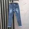 Jeans con ricamo Iron Drill Pantaloni da donna in denim a vita alta con tendenza a vita alta da donna 5B59 210427