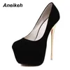 Aneikeh stor storlek 41 42 43 44 45 Sexiga pumpar Bröllopskvinnor Fetisch Skor Concise Kvinna Pumpar High Heel Stripper Flock Pumps 16 cm 210329