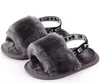 Sandalen 3 paren/partij! pasgeboren bont babyslippers mode zachte elastische band siliconen antislip schoen kinderen topkwaliteit effen zomer shaggy schoenen 0-18m