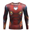 Herren-T-Shirts, Kompressions-Sportshirt, langärmelig, Hero Fitness 3D, schnell trocknendes Lauf-T-Shirt, Trainingskleidung, Oberteil