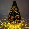 Night Lights Wrought Iron Solar Light Pendant Drop-shaped Garden Outdoor Decoration LED Flower Carving Lamp258v