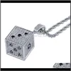 Iced Out Dice for Men Women Luxury Designer Mens Bling Diamond Cube Pendants Gold Silver Zircon Jewelry Love B2en Netclaces W69ms315r