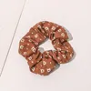 Korean Large Intestine Hairbands Fashion Milk Tea Color Dot Heart Flower Print Scrunchies Ponytail Holders Hair Tie Accessories