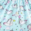 Hoppmätare Ankomst Sommardjur Skriv ut Bomull Baby Girls Unicorns Dress Fashion Princess Kläder 210529