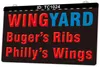 TC1024 Wing Yard Buger's Ribs Philly's Wings Lichtschild, zweifarbige 3D-Gravur