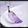 Rock Crystal Quartz Loose Pärlor 1pc Naturlig Fluorit Mineral Wing Guardian Noble Par Necklace Hänge DIY Present Smycken Män En Qylmym Drop