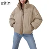 Womens Winter Solid Coats Womans Bawełniane Kurtki Casual Ciepłe Parkas Kobiet Płaszcz Płaszcz Oversized Top 210910