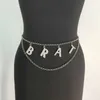 2021 Mode Kvinnor Rhinny Pendant Waist Chain DIY Letter Belly Chains Smycken