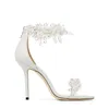 Elegante Vestido de Noiva de Noiva Sandálias Sapatos Maisel Lady Pérolas Alça no Tornozelo Marcas de Luxo Verão Salto Alto Feminino Caminhada com Caixa, EU35-43 GF Presente