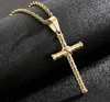 Simple mode croix collier pour hommes garçons or en acier inoxydable breloques pendentif bijoux corde chaîne 4mm 22 pouces