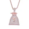 Colliers pendants hommes Iced Out Money Sac Collier pave