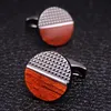 Redwood carbon fiber vintage pattern cufflinks sleeve button Fashion French men's shirt metal brass Enamel cuff links jewelry