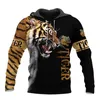 Men's Hoodies & Sweatshirts Man Casual Oversized Hoodie Loose Clothing Tiger Lion Streetwear Men For Boyfriends Jumpers