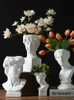 Nordic Resin Flower Vase David Head Creative Greek Sculpture Statue Modern Vase Home Decor Wedding Decor Flower Pots Decorative 210623