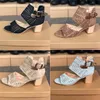 2021 Moda Donna Sandalo Abito estivo Sandali con tacco alto Scarpe firmate Sandali da spiaggia per feste con cristalli Buona qualità EU35-43 W15