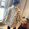 Damen Pelz Damen Faux Frauen Lammwolle Nerz Jacke Leopard Bomber Mantel Winter bedeckt Knöpfe Plüsch Parka Cardigan Tops